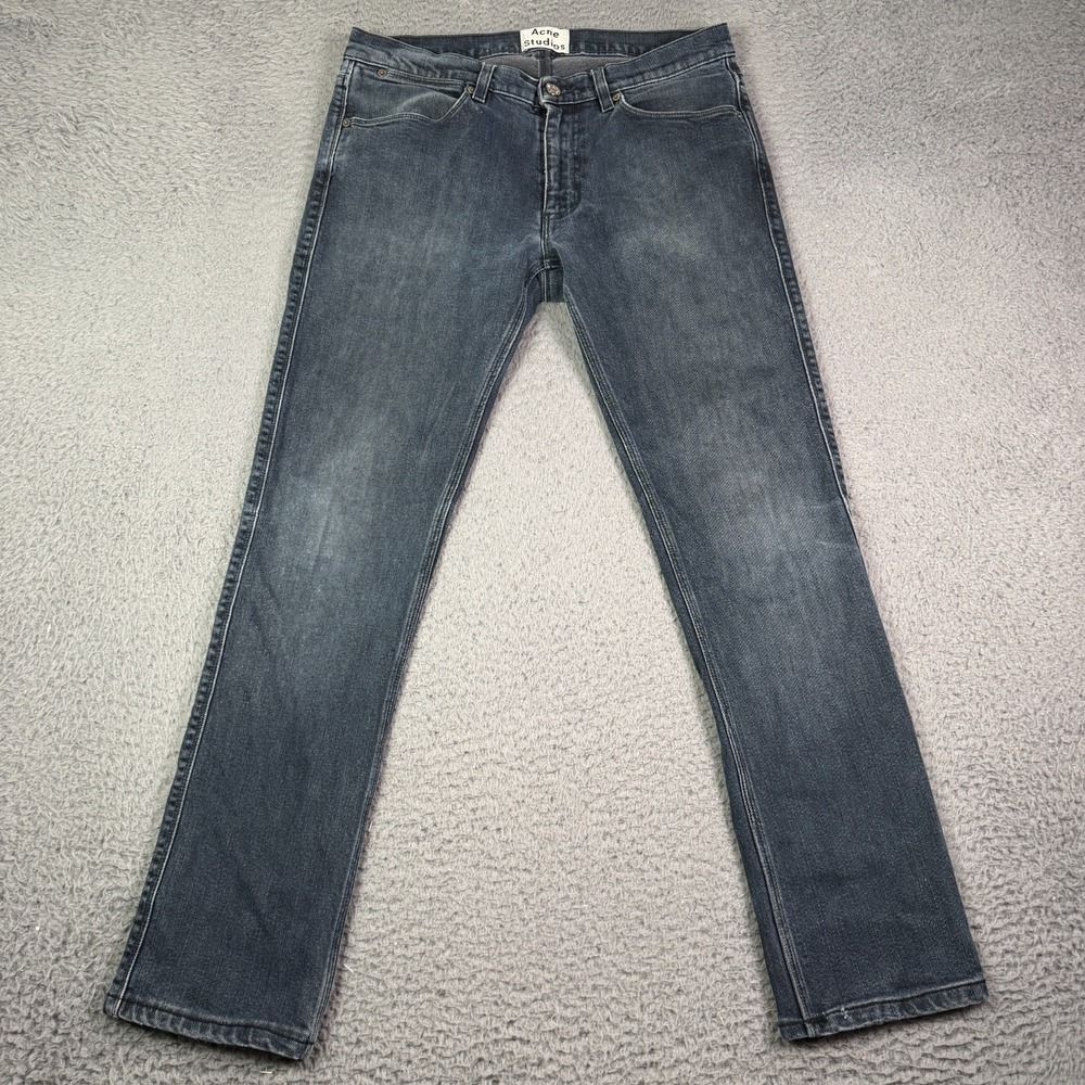 Acne Studios Max Groza Denim Jeans Mens 32x30 Dark Blue Washed Stretch Slim
